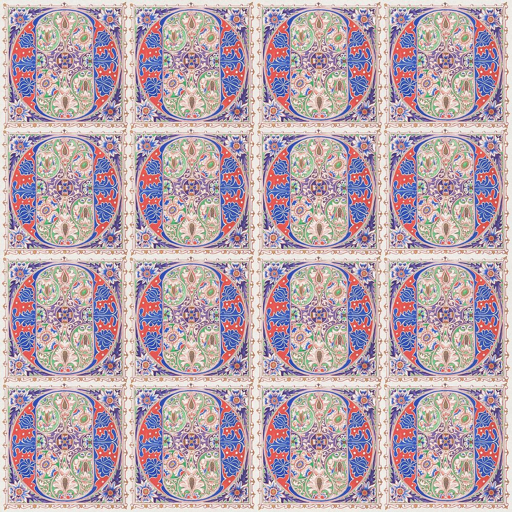 Vintage floral rug pattern background. Remixed by rawpixel.