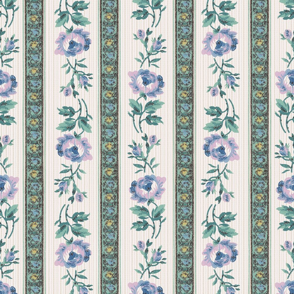 Vintage floral pattern, green background. Remixed by rawpixel.