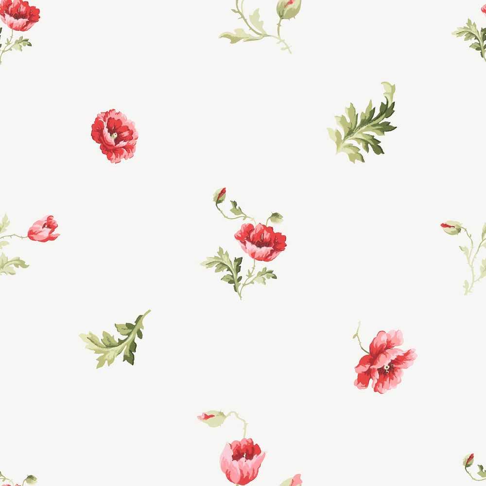 Poppy flower pattern background psd. Remixed by rawpixel.