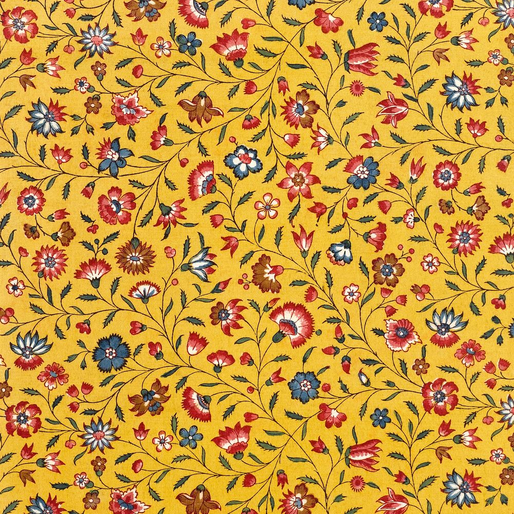 Yellow floral pattern, vintage background. Remixed by rawpixel.