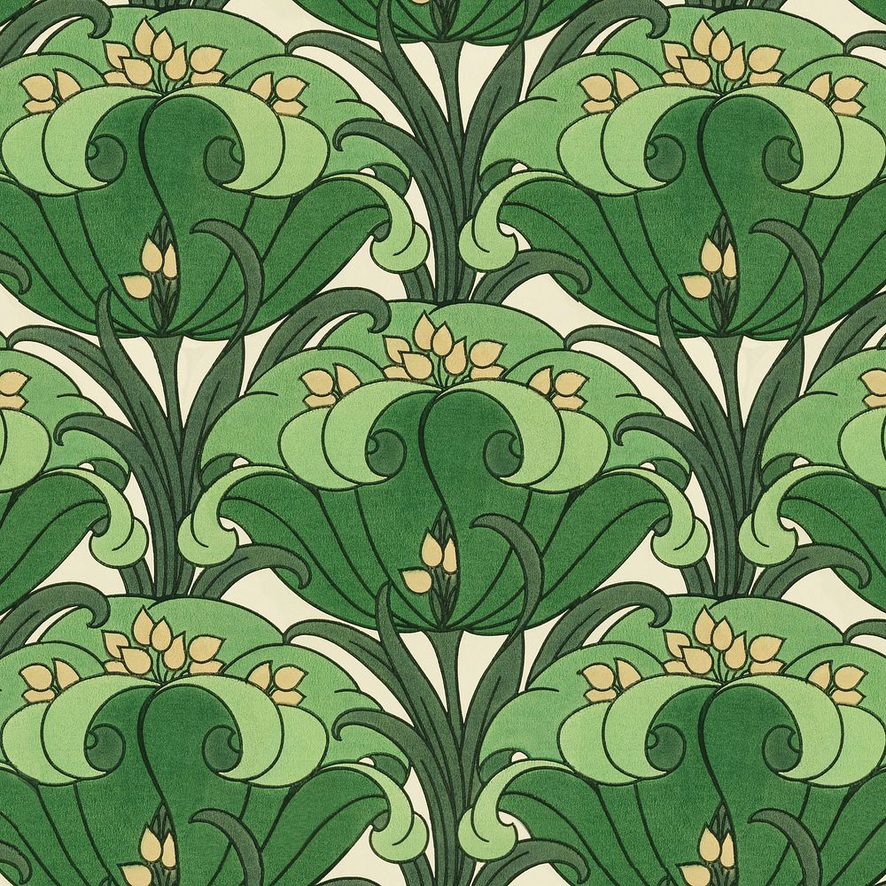 Green flower pattern background. Remixed by rawpixel.