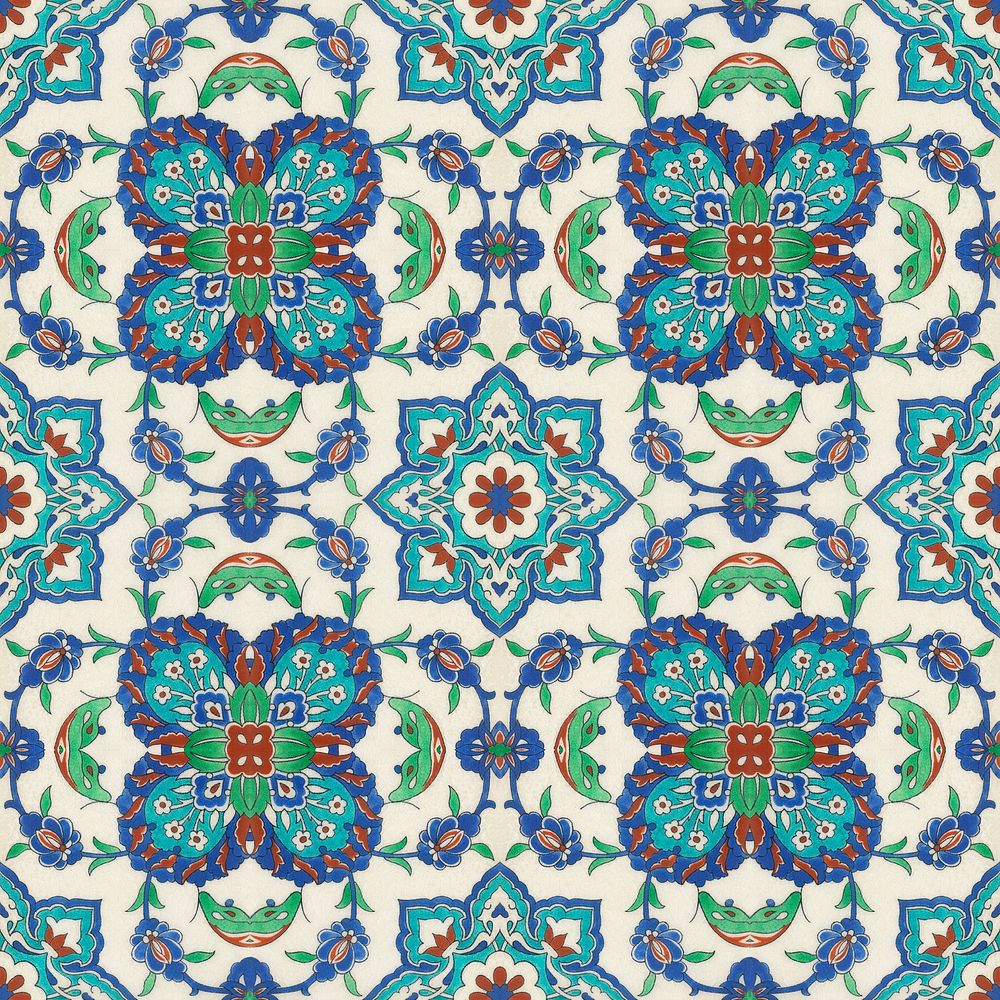 Persian tile pattern background. Remixed by rawpixel.