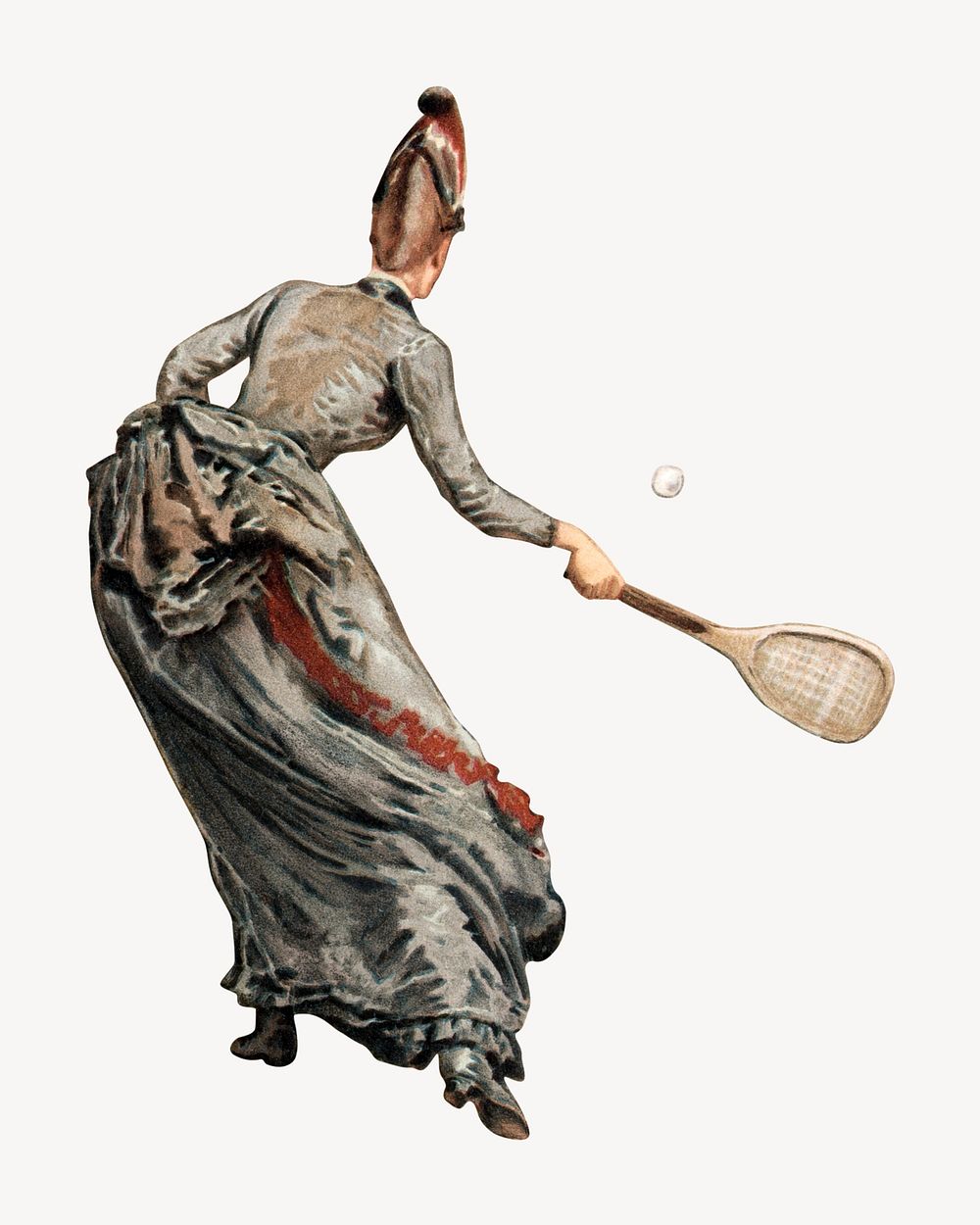 Vintage woman playing tennis illustration isolated design. Remixed by rawpixel.