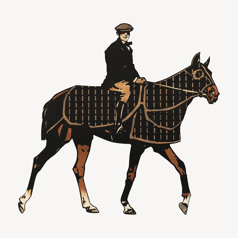 Man on horse  illustration isolated design. Remixed by rawpixel.