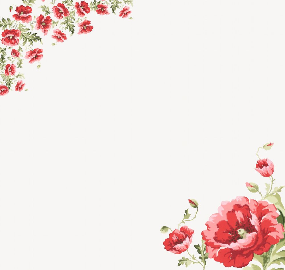 Red poppy illustration border. Remixed by rawpixel.