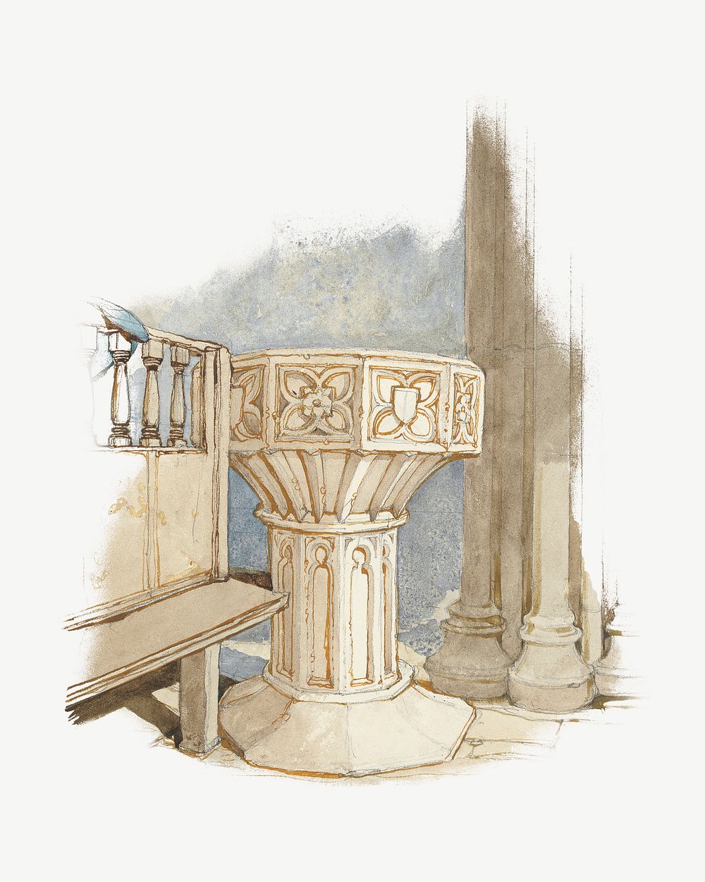 Column architecture illustration collage element psd. Remixed by rawpixel.