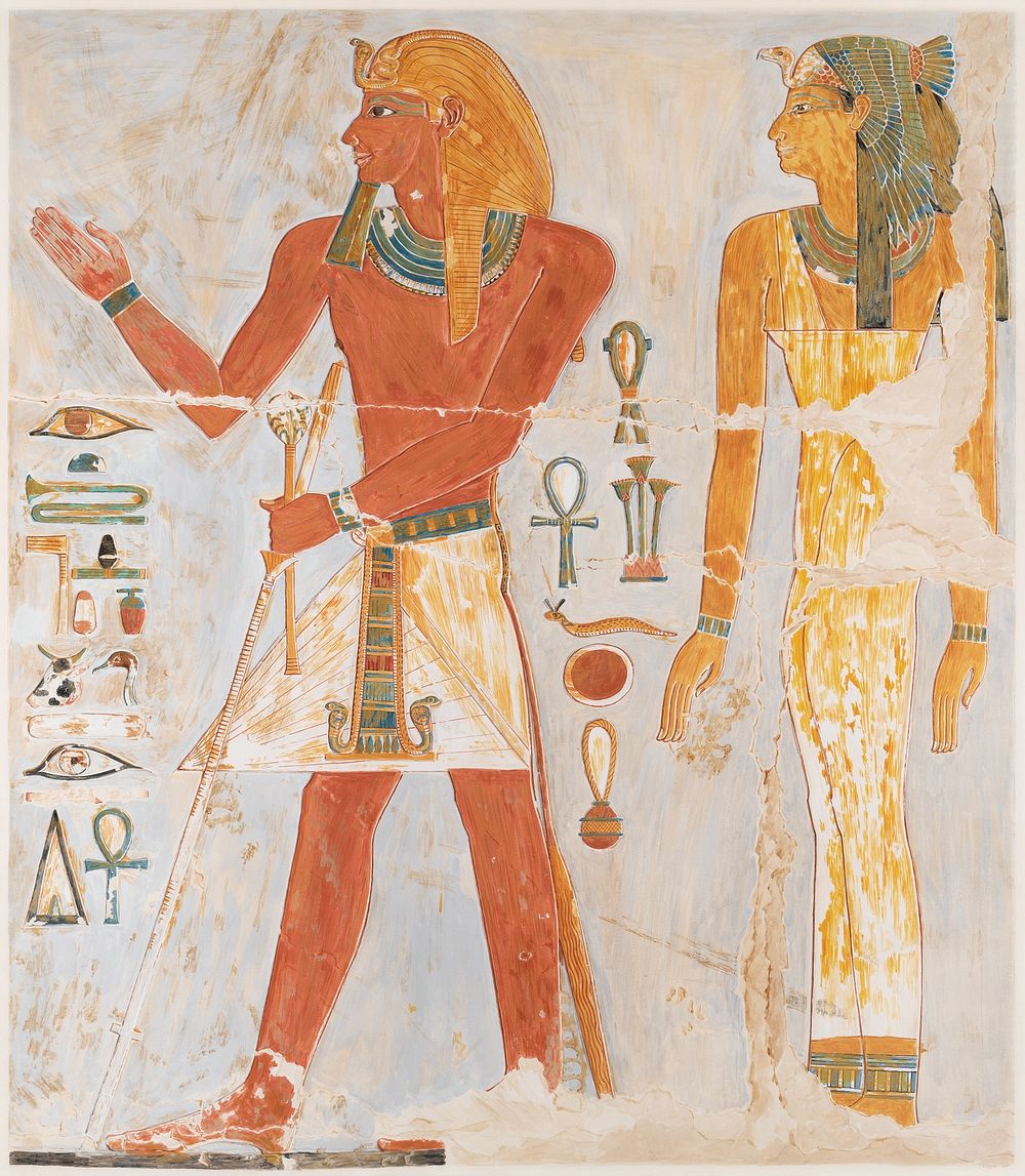 Thutmose I and His Mother Seniseneb (1479&ndash;1458 B.C.) Egyptian illustration by Nina de Garis Davies. Original public…