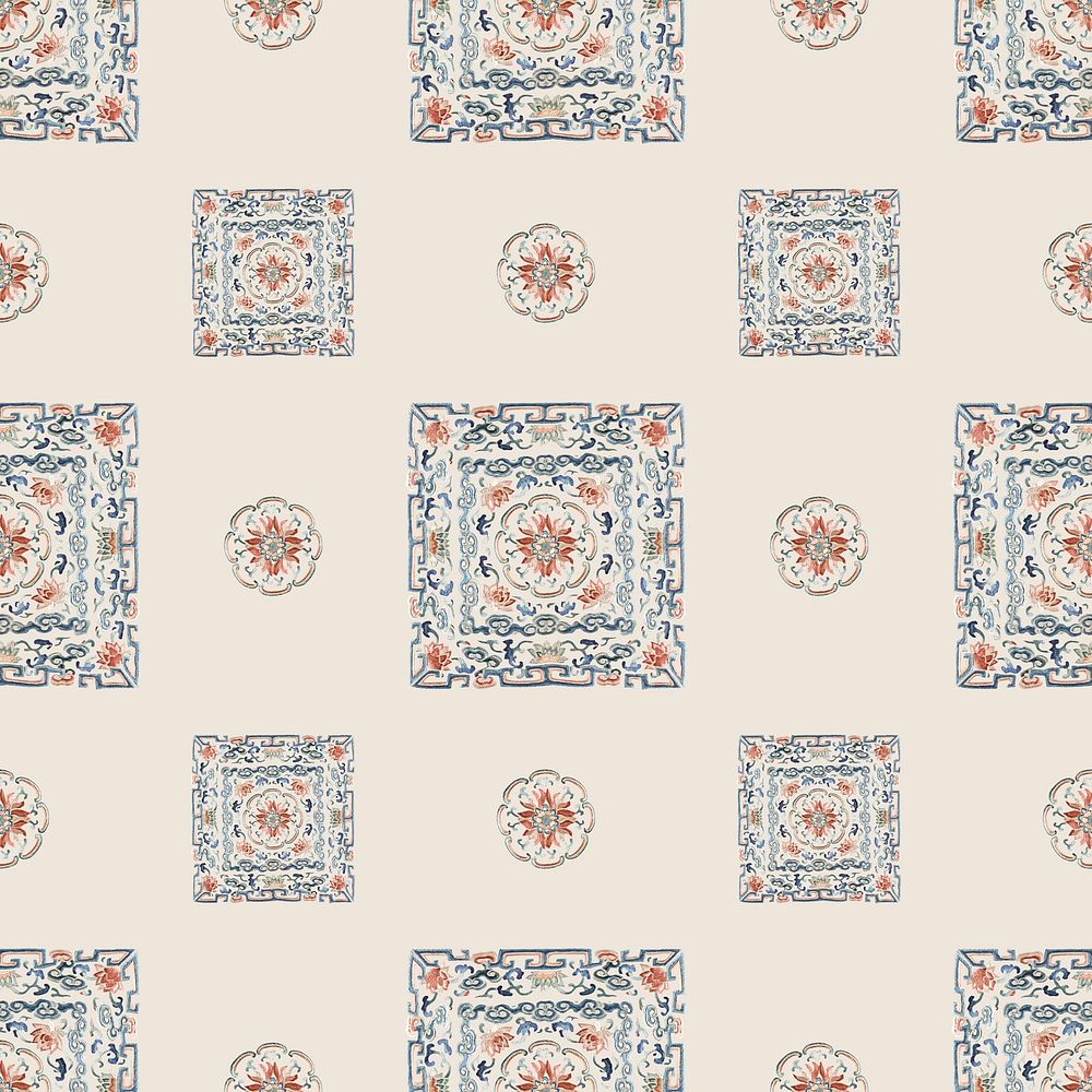 Vintage flower panel background, Chinese patterned design.  Remixed by rawpixel.