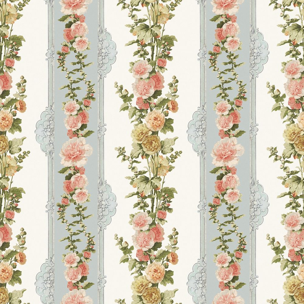 Vintage flower patterned background  psd.  Remixed by rawpixel.