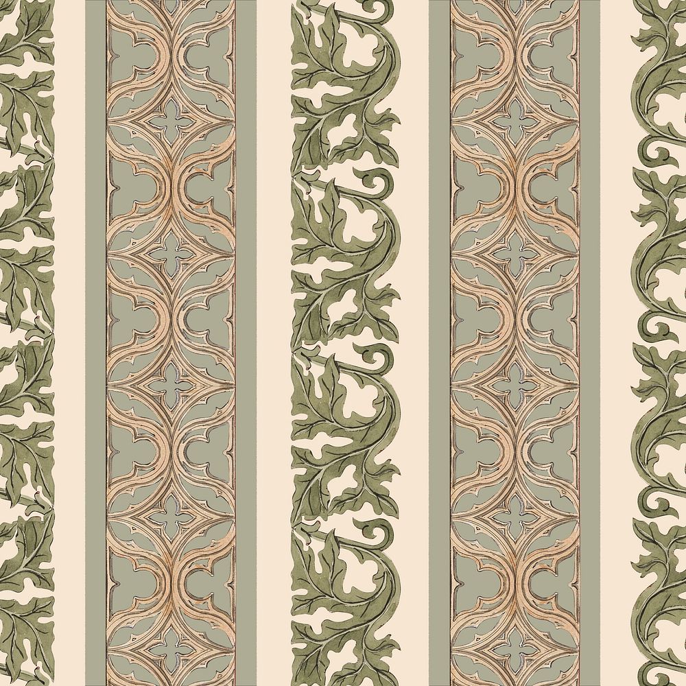 Ornamental leaf patterned background, vintage botanical illustration.  Remixed by rawpixel.