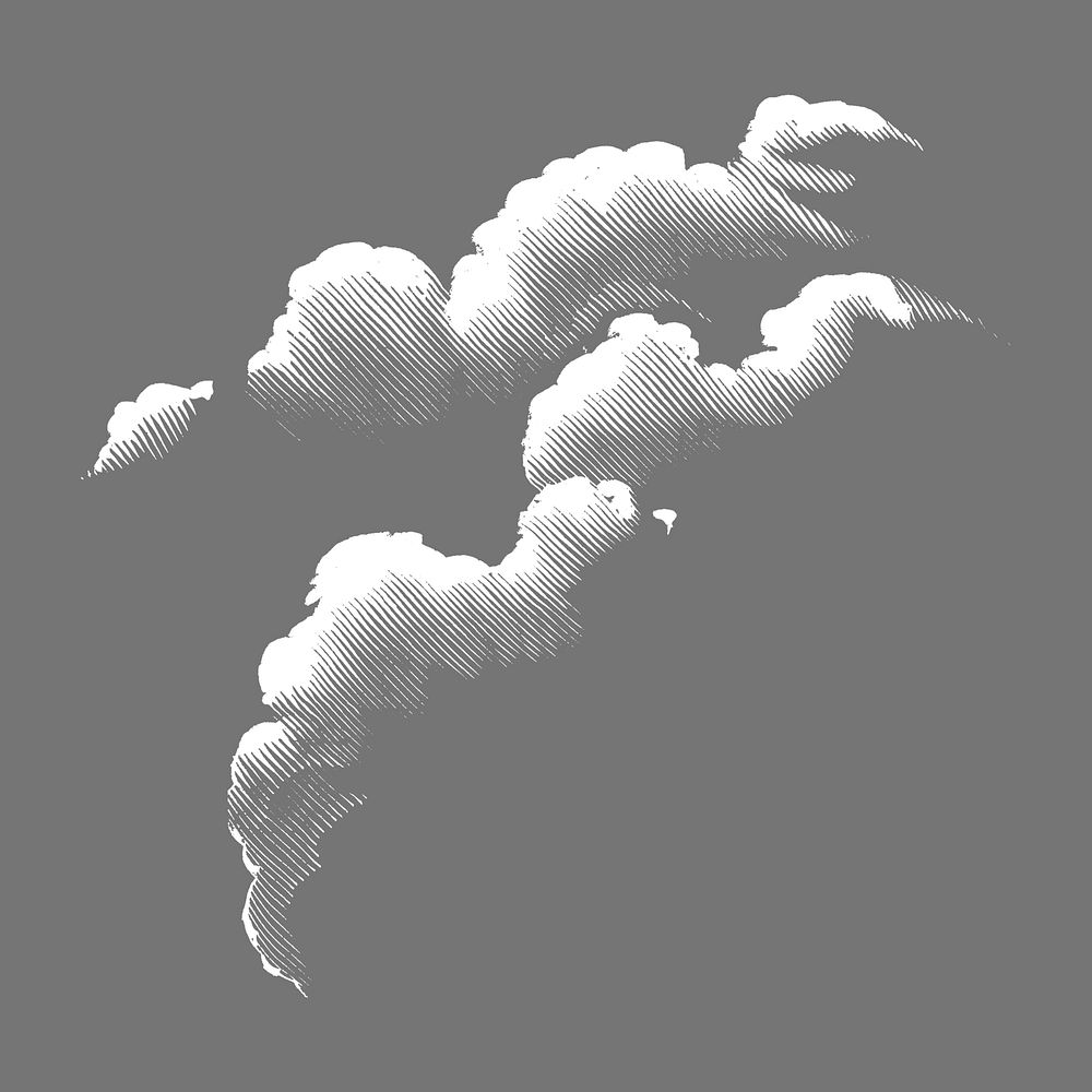 Cloud element, vintage weather illustration psd.  Remixed by rawpixel. 
