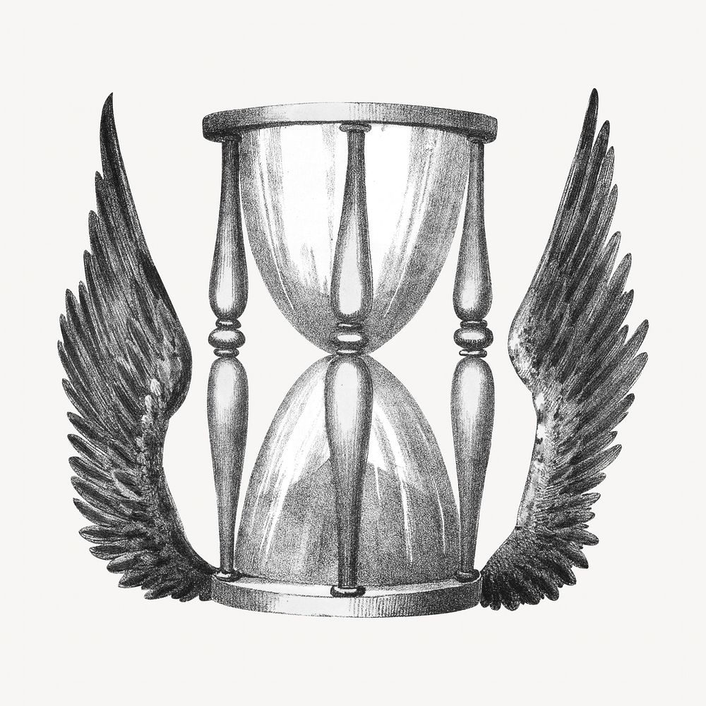 Winged hourglass, vintage object illustration.  Remixed by rawpixel. 