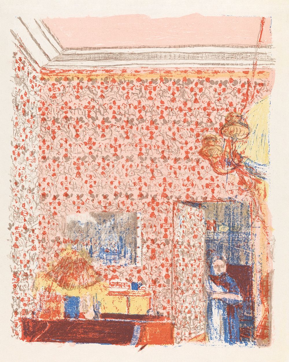 Interieur aux tentures roses I (1899) illustration by Edouard Vuillard. Original public domain image from The Statens Museum…
