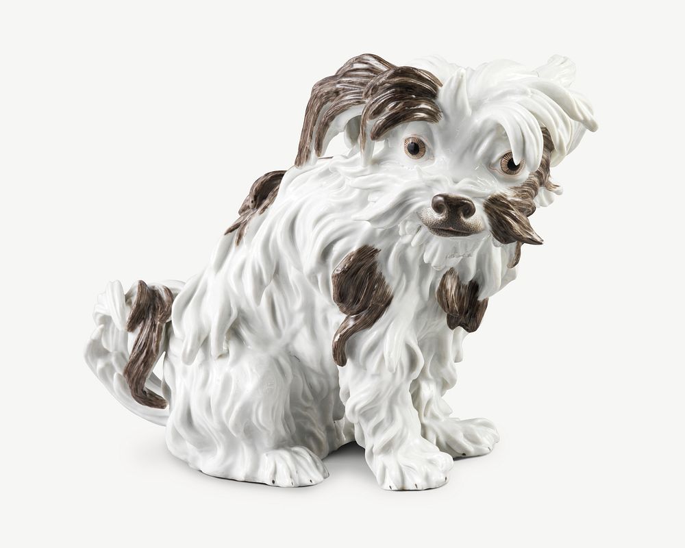Bolognese Terrier dog, animal porcelain state psd.  Remixed by rawpixel. 