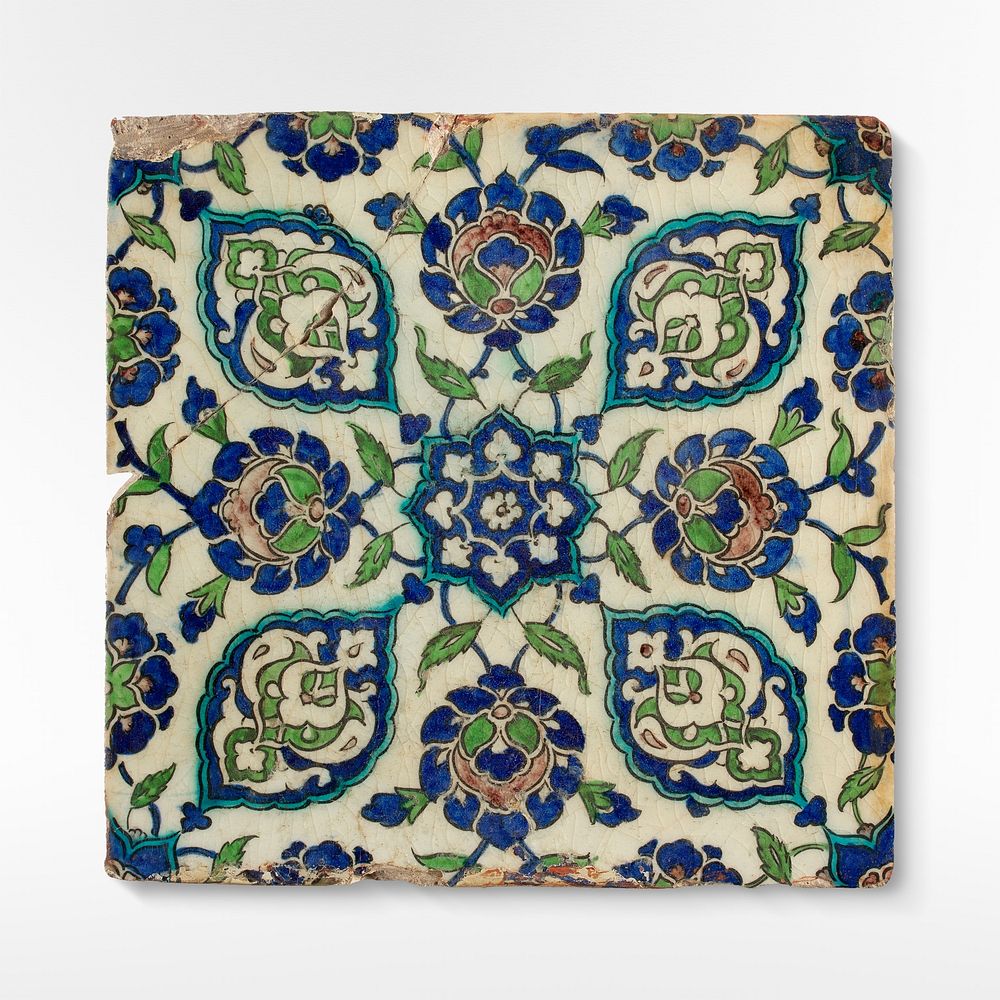 Wall tile (16th&ndash;early 17th century) vintage floral design. Original public domain image from The Smithsonian…