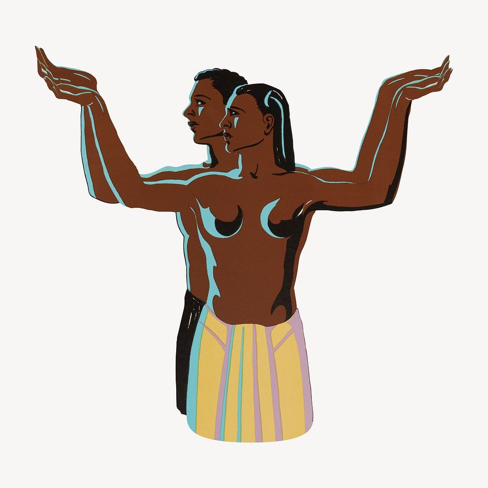 African couple dancing, vintage illustration by Robert Savon Pious.  Remixed by rawpixel. 