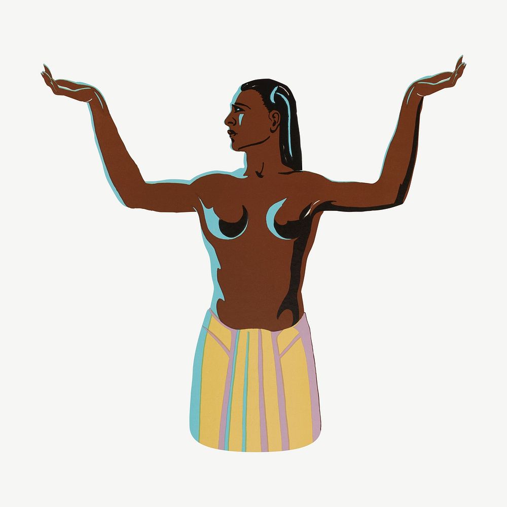 African woman dancing, vintage illustration by Robert Savon Pious psd.  Remixed by rawpixel. 