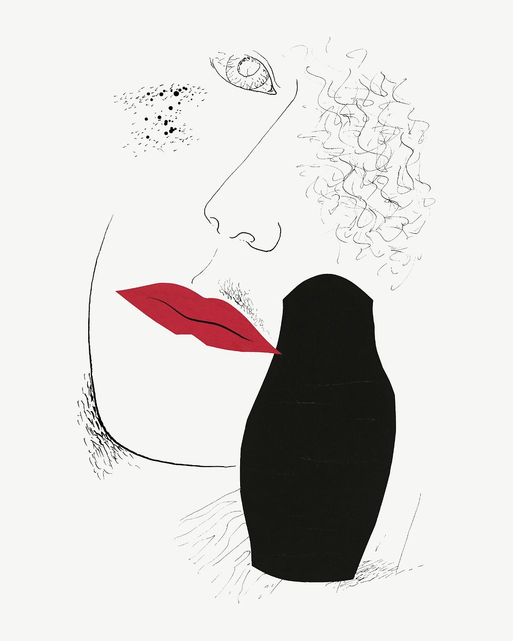 Woman's face, vintage illustration by Mikulas Galanda psd.  Remixed by rawpixel. 