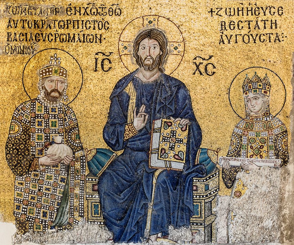 Empress Zoe mosaic Hagia Sophia (11th-century). Original public domain image from Wikimedia Commons. Digitally enhanced by…