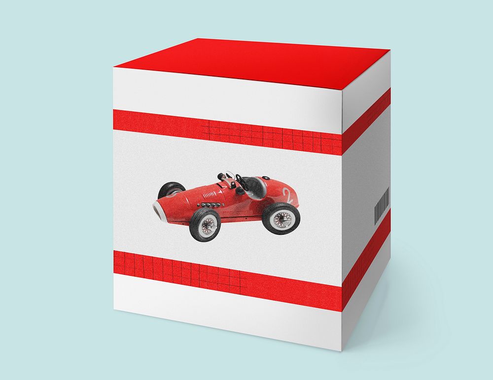 Red & white toy car box