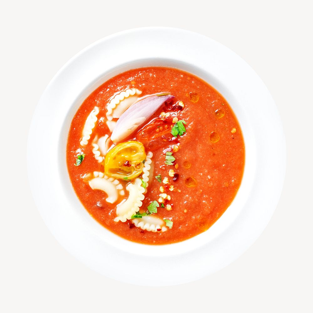 Tomato soup, isolated design on white