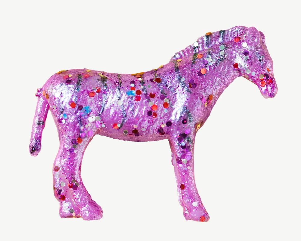 Pink glittery horse isolated object psd