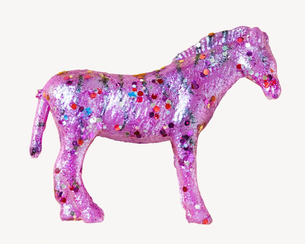 Pink glittery horse, isolated object