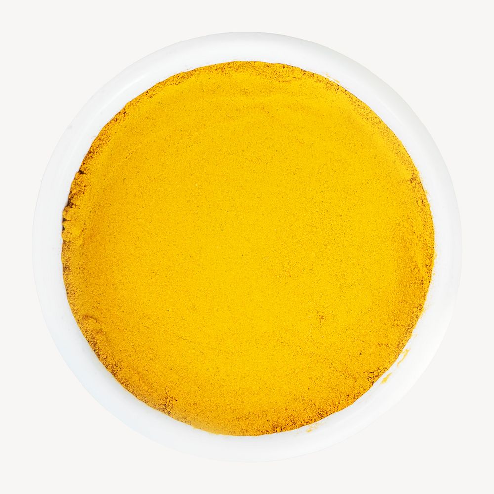 Turmeric powder in a bowl, isolated design