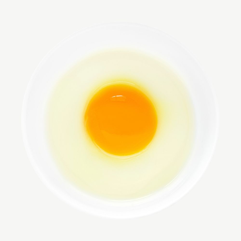 Raw egg bowl, food collage element psd