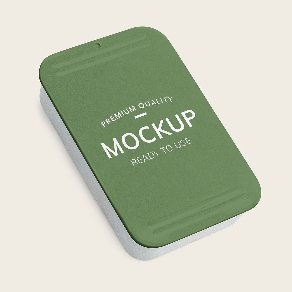 Green tin box product mockup