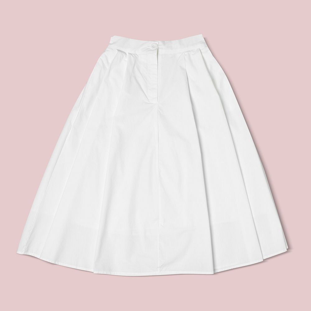 White flared skirt mockup psd women&rsquo;s fashion
