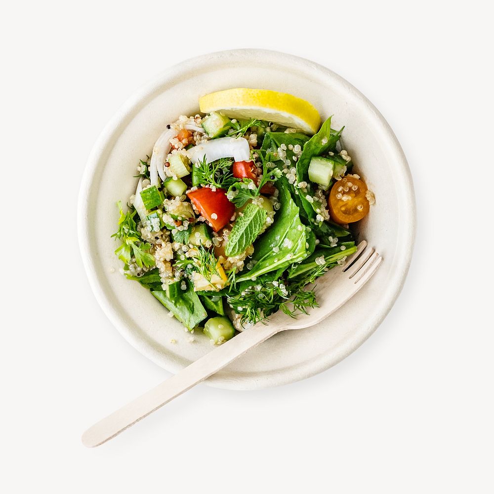 Salad image, food photo on white