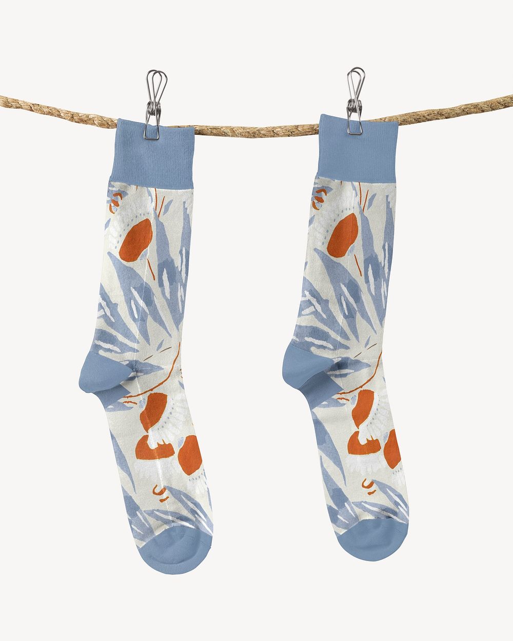 Hanging socks mockup, editable fashion psd