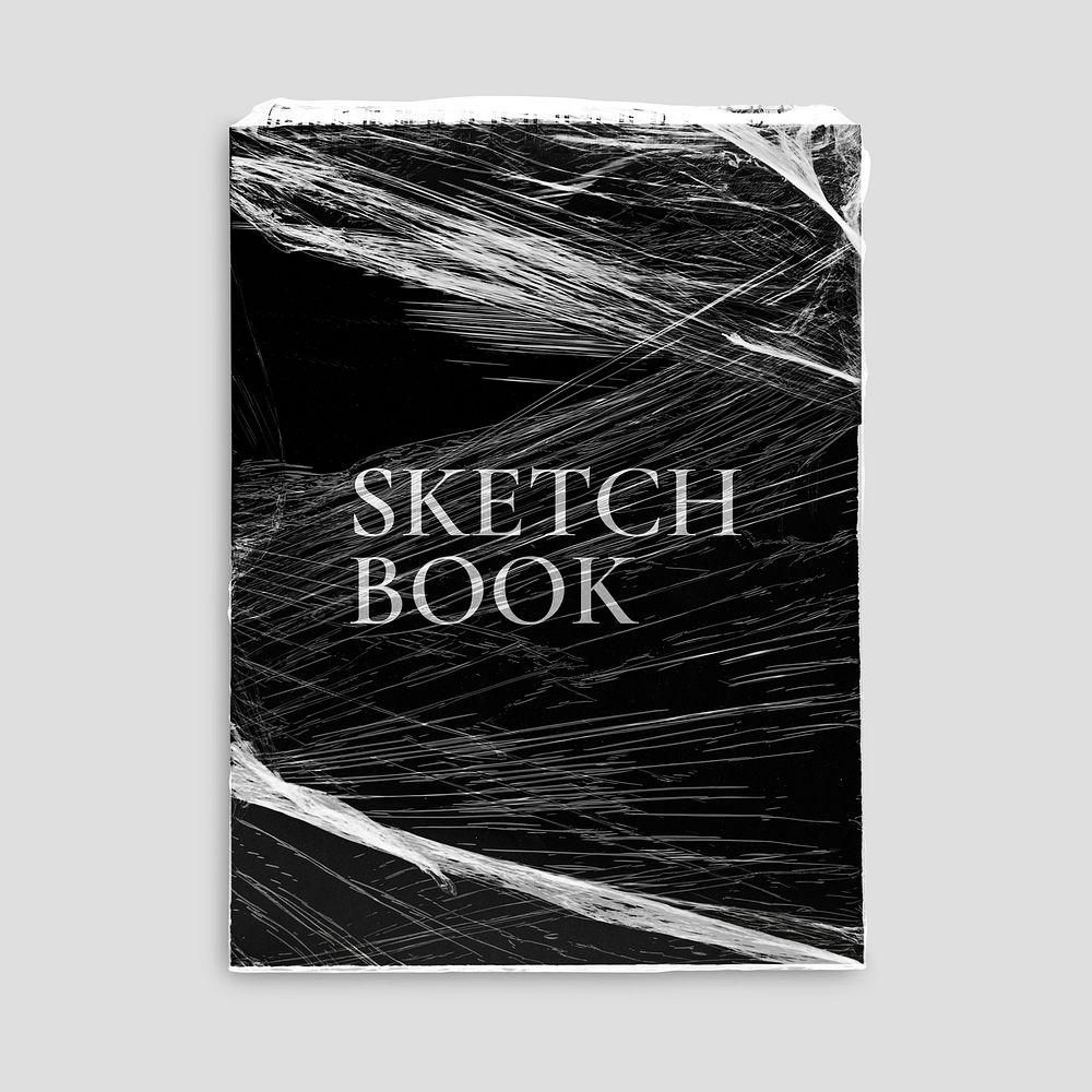Sketch book mockup, product packaging design with plastic wrap psd