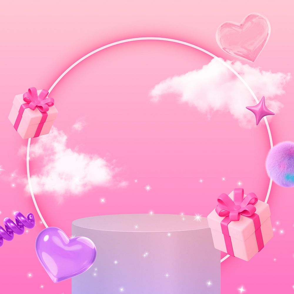 Valentine's Day product background, pink 3D design