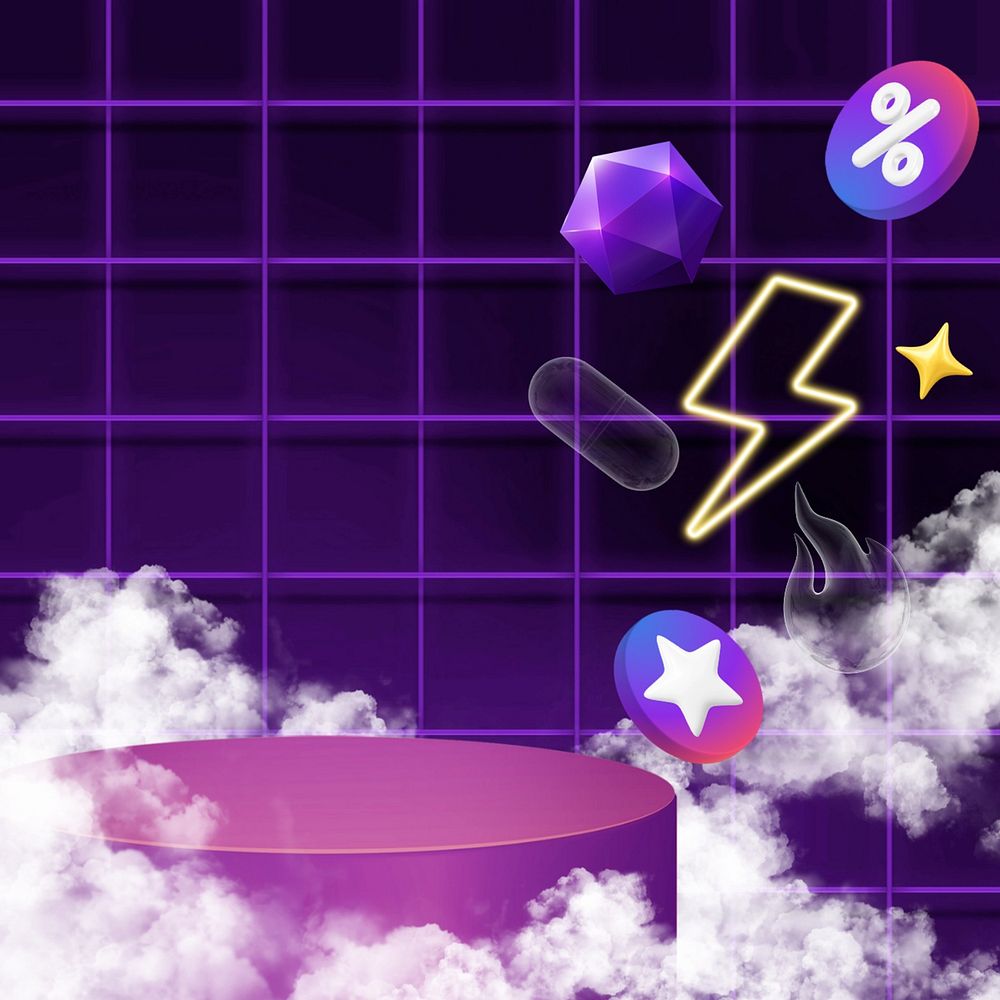 3D product backdrop background, purple grid design