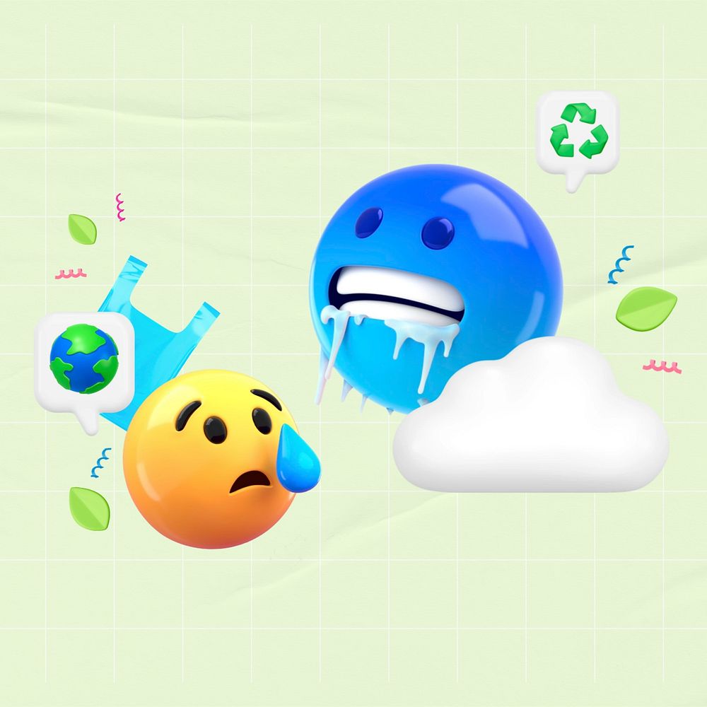 3D climate change emoticon illustration