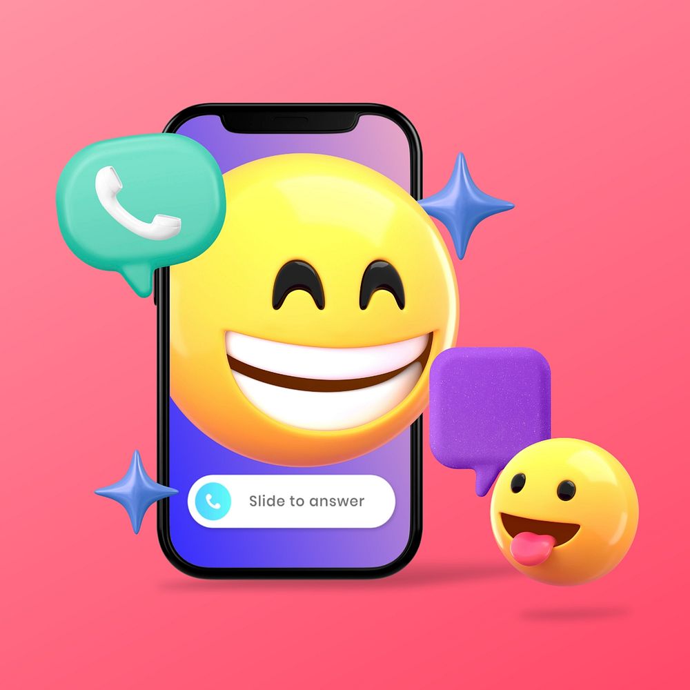 Happy emoticons video call on the phone