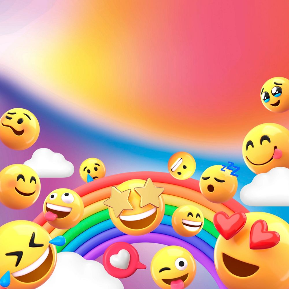 Cute emoticons background, 3D colorful design