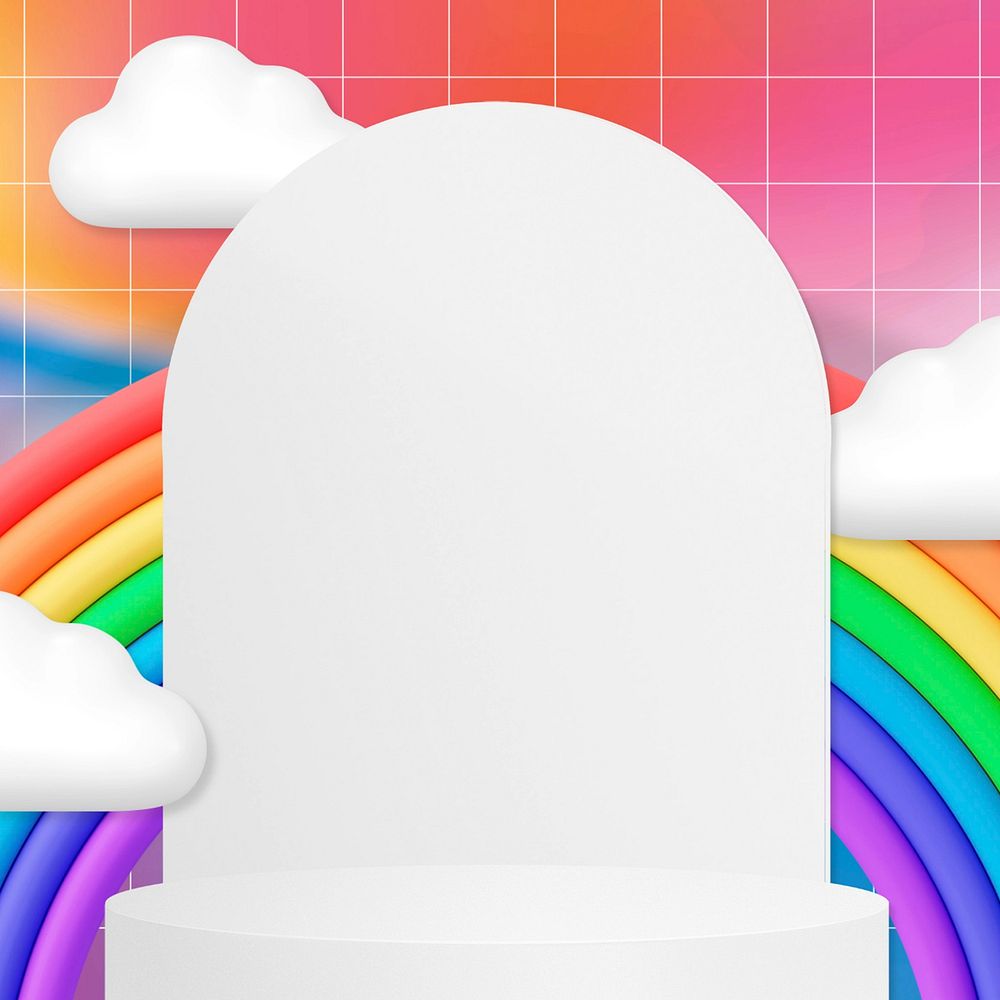 Rainbow product backdrop, colorful 3D background