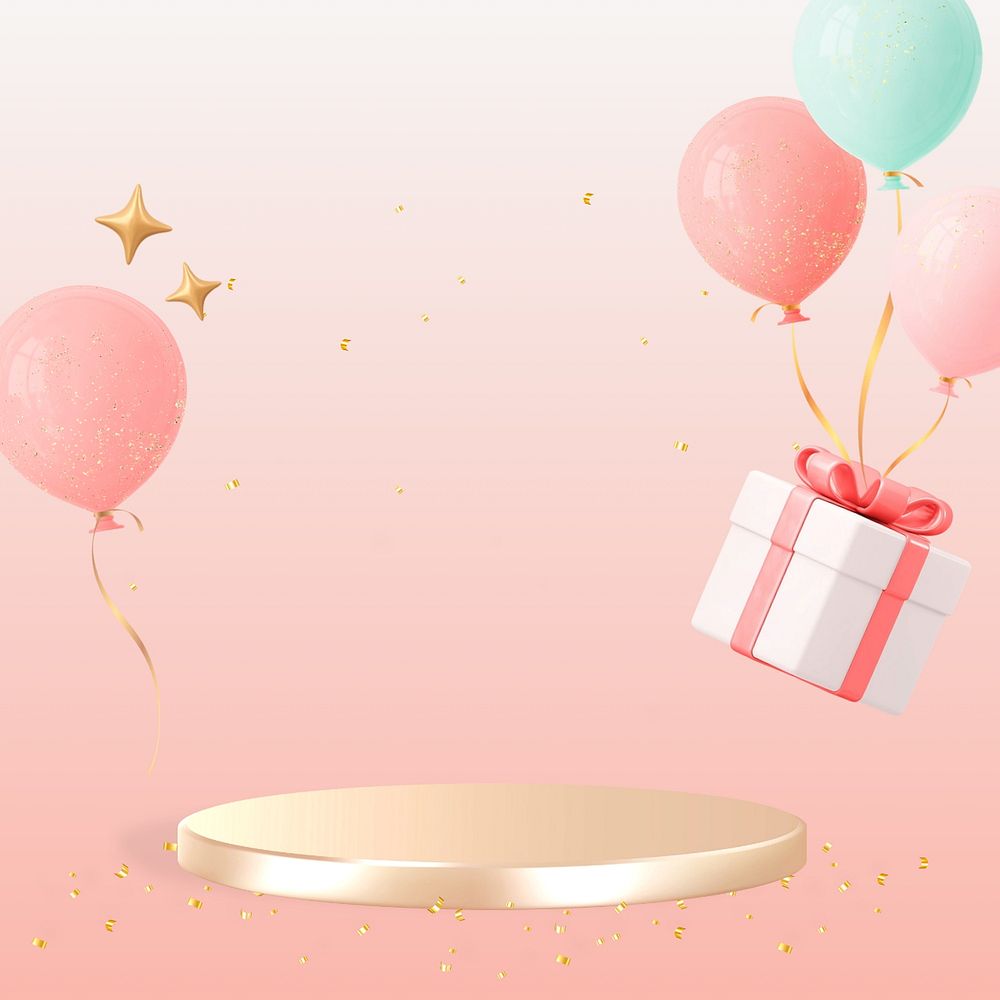 Birthday product podium background, pink design