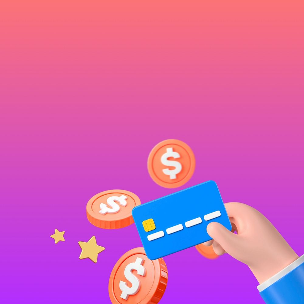 Credit card background, 3D colorful design