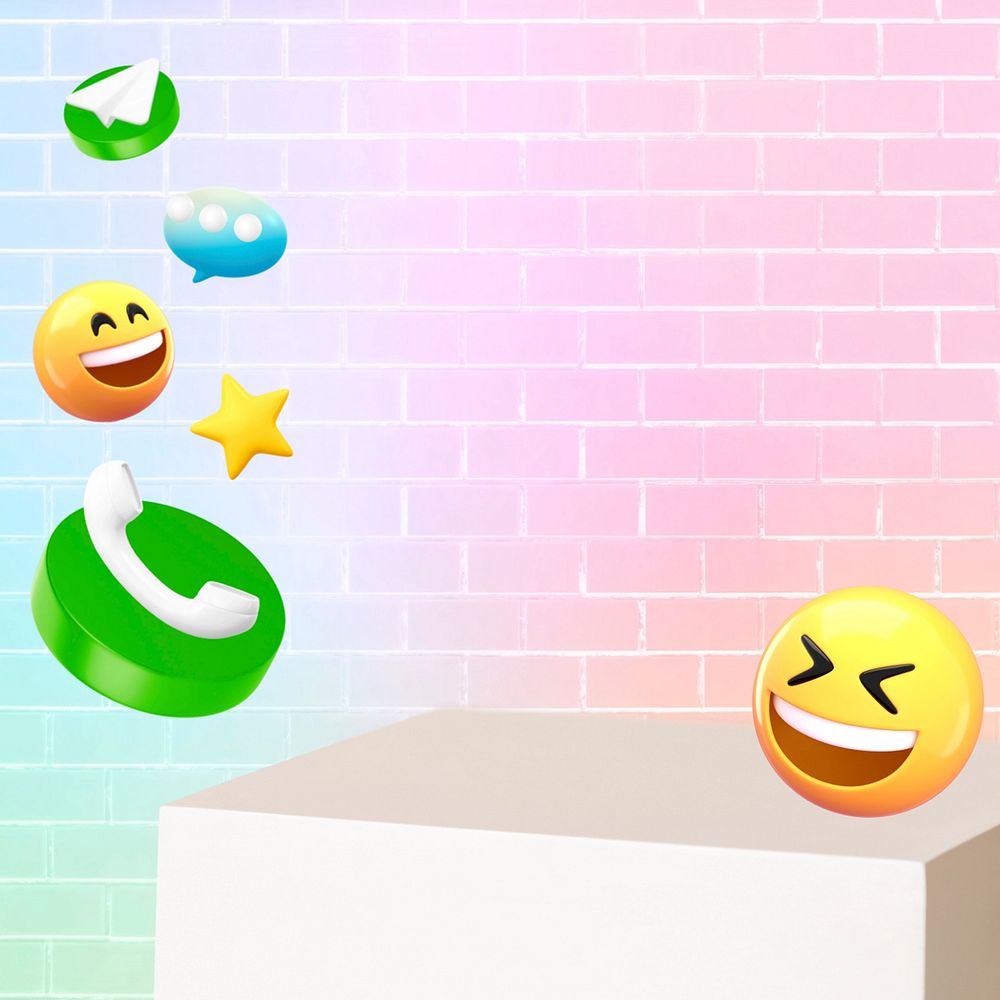 Phone call emoticons background, cute 3D design