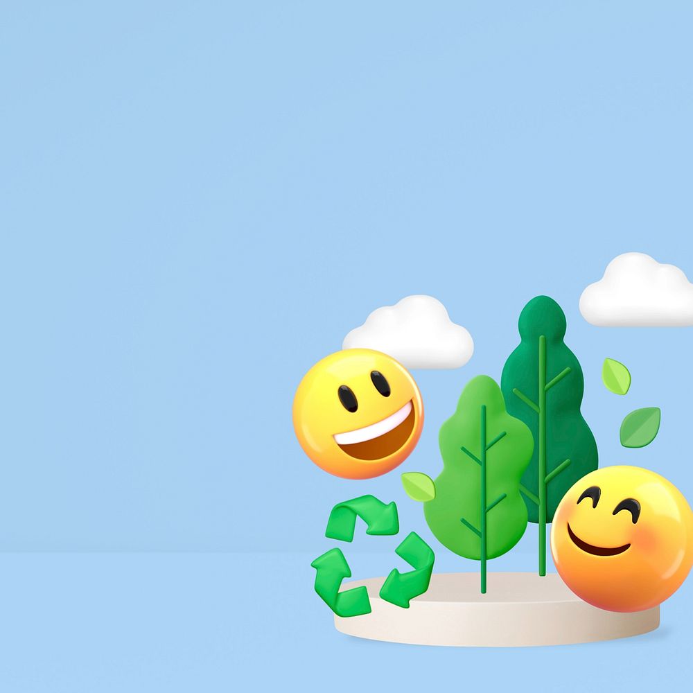 3D environment emoticons background, blue design