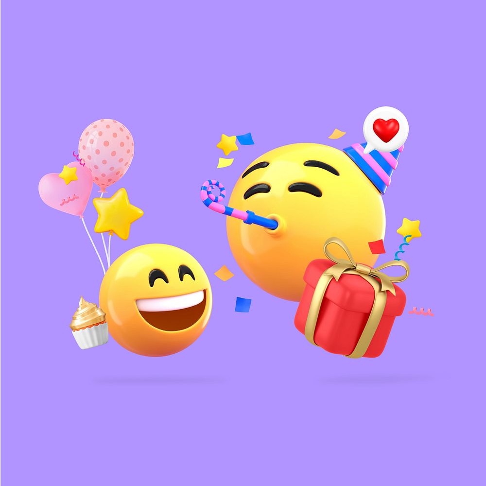 Birthday party emoticon, 3D rendering | Premium Photo - rawpixel