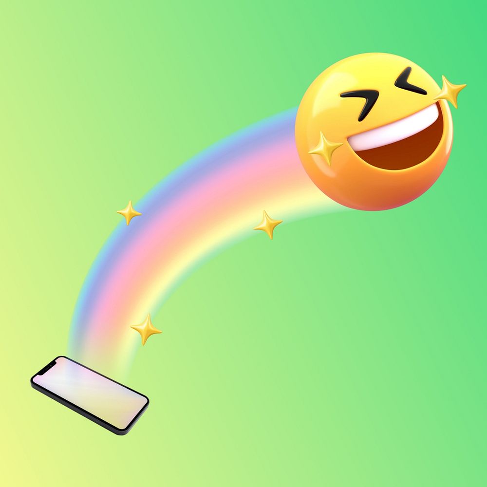 3D happy emoticon background, mobile phone design