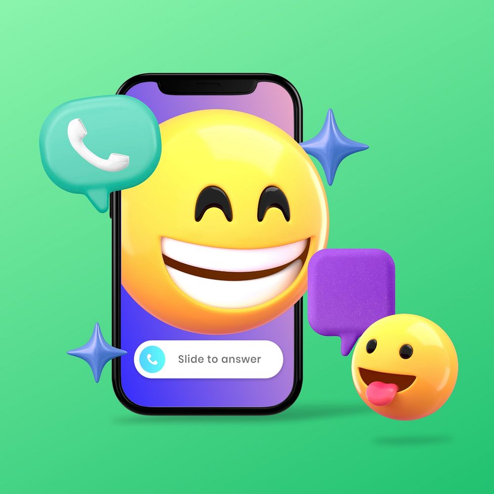 Happy emoticons video call on the phone