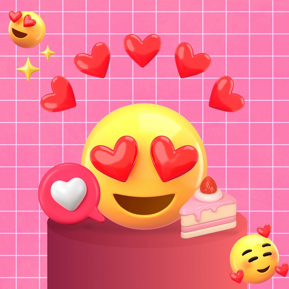 Dessert lover 3D emoticons, pink illustration