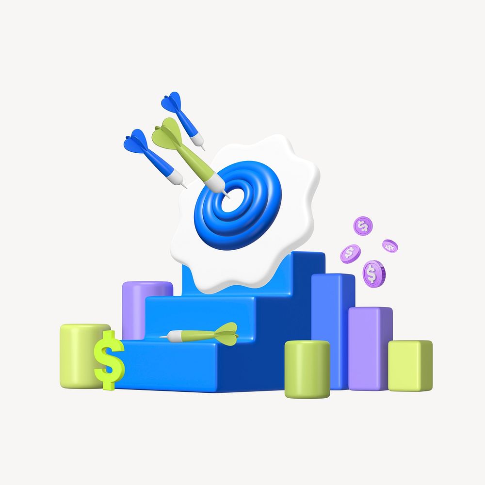 Successful business target 3D rendered graphic