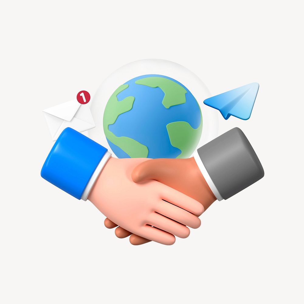 International business partnership, 3D graphic
